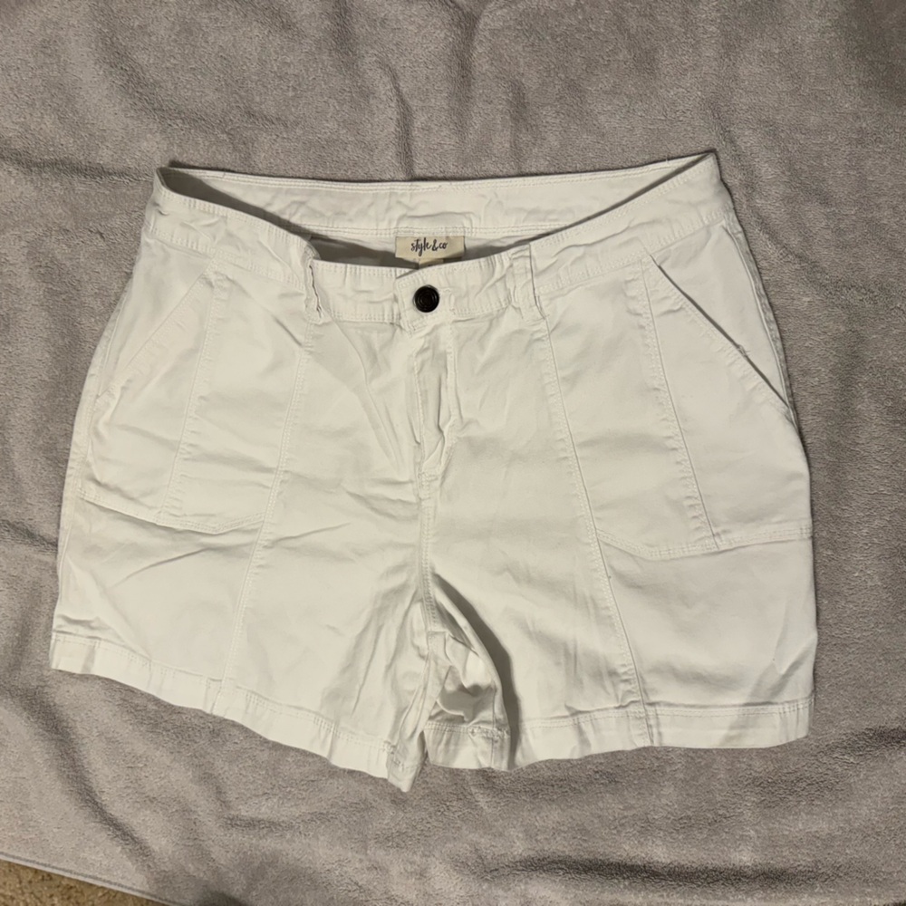 Style & Co. White Bermuda Shorts Classic Cotton Blend